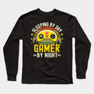 Sleeping Lover by Day Gamer By Night For Gamers Long Sleeve T-Shirt